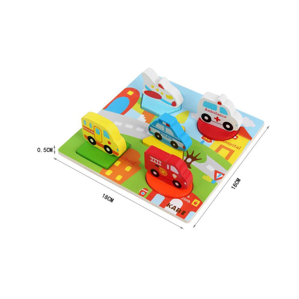 Puzzle din lemn 3D incastru cu vehicule de transport, WD 9534
