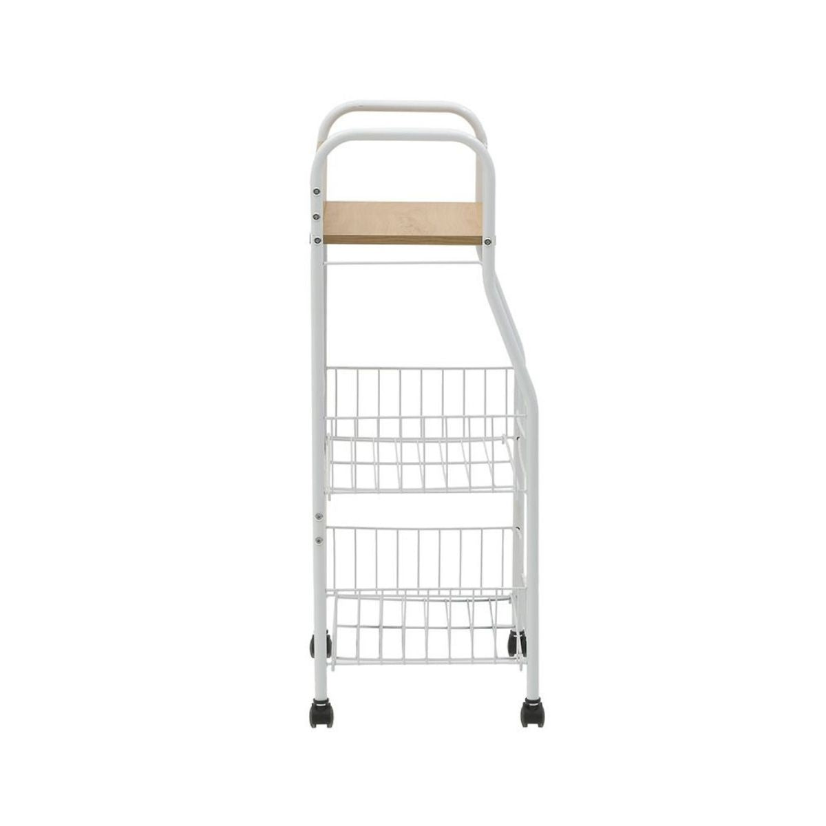 Raft cu roti pentru bucatarie alb / lemn natural 40x30x80 cm