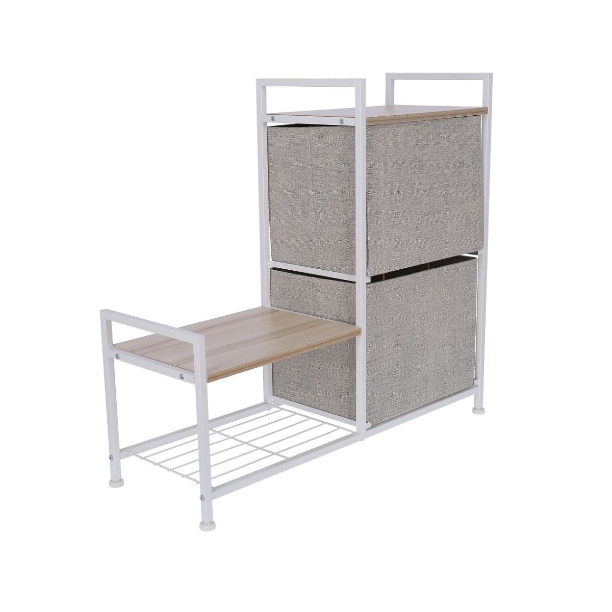 Raft pentru pantofi cu 2 sertare , 83 x 29 x 77 cm, Grunberg TB73 (crem), 3, hectarul.ro