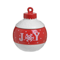 Recipient de depozitare alb/rosu ceramic Φ16X20 Joy Inart