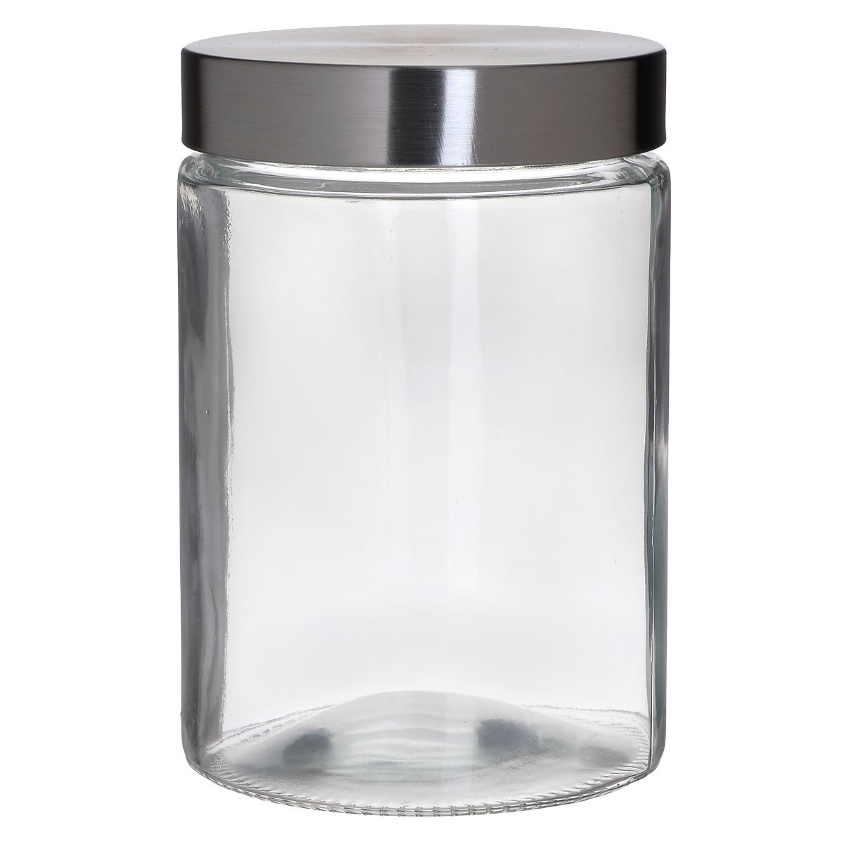 Recipient depozitare alimente, sticla/metal, 11x17 cm, 1200 ml, transparent/argintiu, 1, hectarul.ro