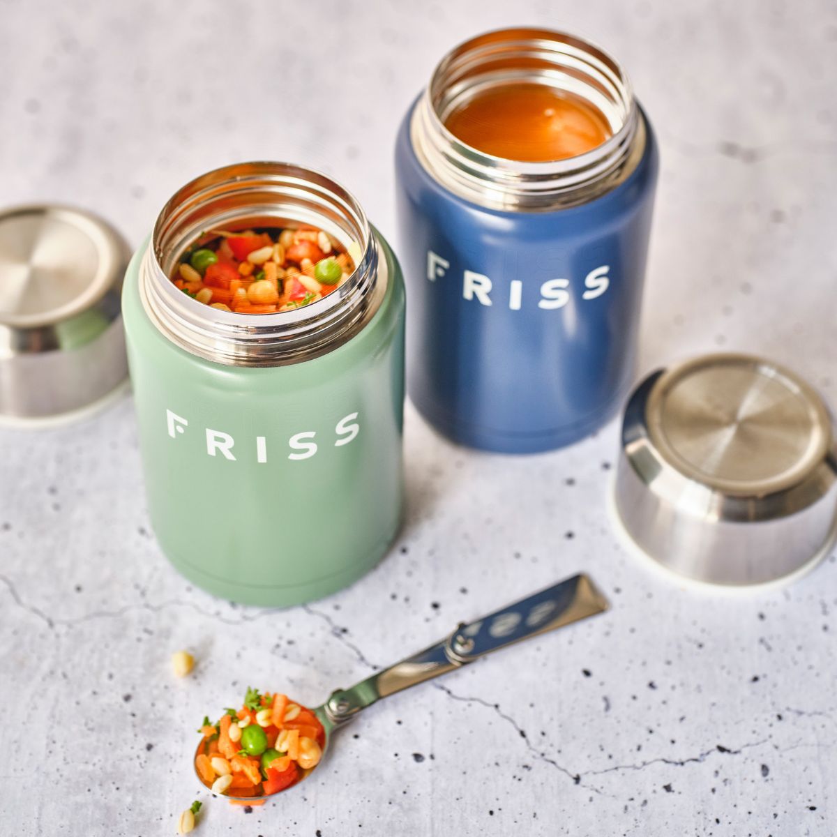Recipient etans din inox pentru mancare 500 ml verde Friss