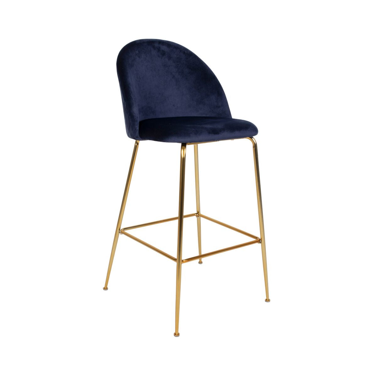 Scaun de bar albastru/auriu din catifea poliester si otel Lausanne House Nordic, 1, hectarul.ro