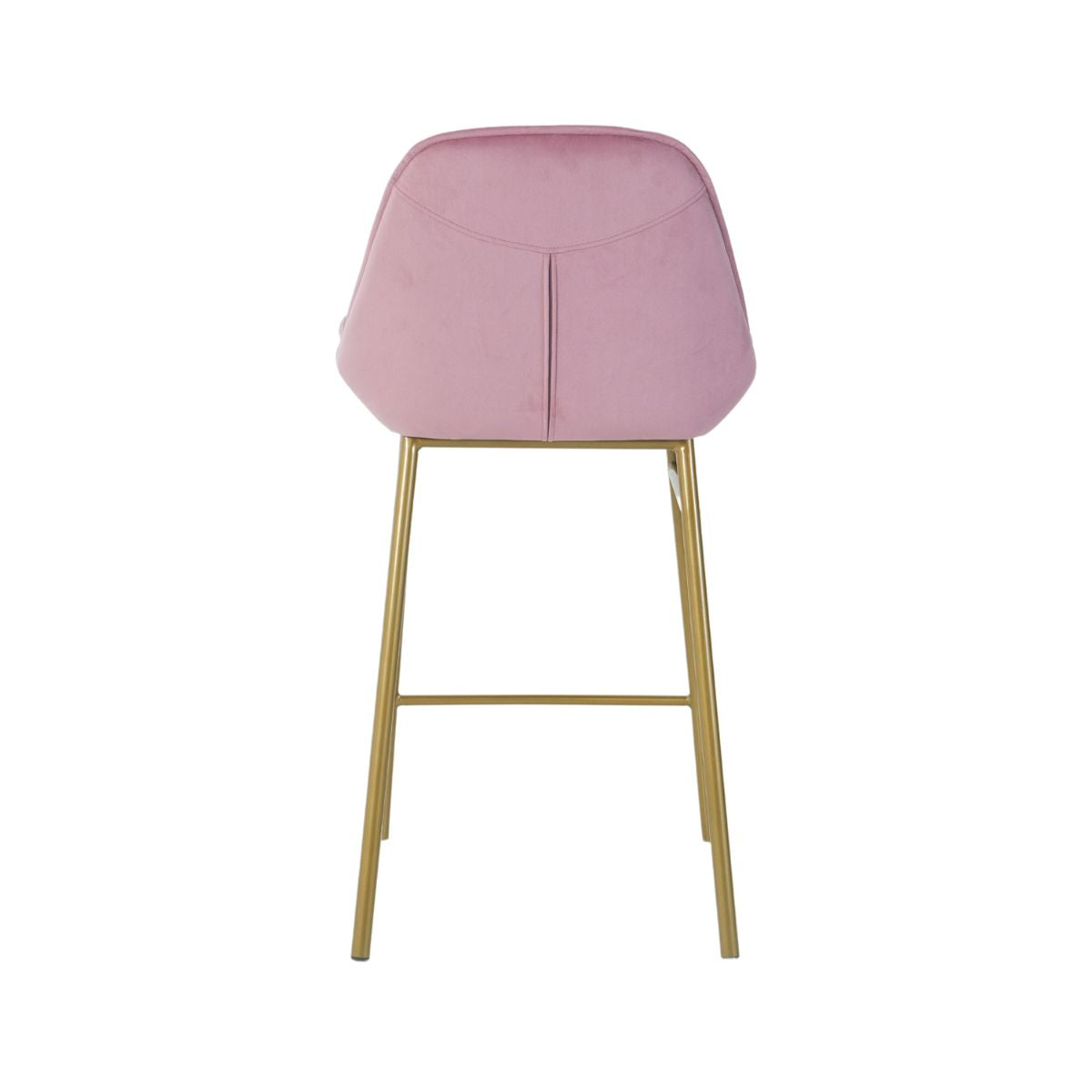 Scaun de bar cu cadru metalic fix si sezut textil din catifea de culoare roz prafuit , 52x49x94.5 cm Y1851
