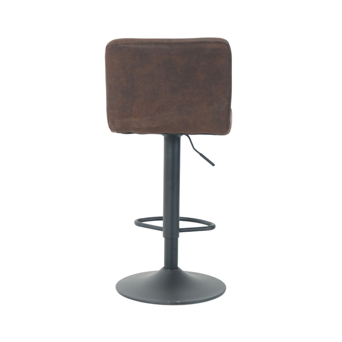 Scaun de bar cu picior metalic reglabil pe inaltime si sezut rotativ din microfibra de culoare maro vintage, 40x40x104 cm A635