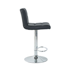 Scaun de bar cu picior metalic reglabil pe inaltime si sezut rotativ din piele artificiala de culoare neagra, 40x40x104 cm A635