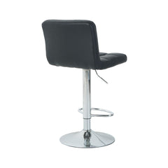 Scaun de bar cu picior metalic reglabil pe inaltime si sezut rotativ din piele artificiala de culoare neagra, 40x40x104 cm A635