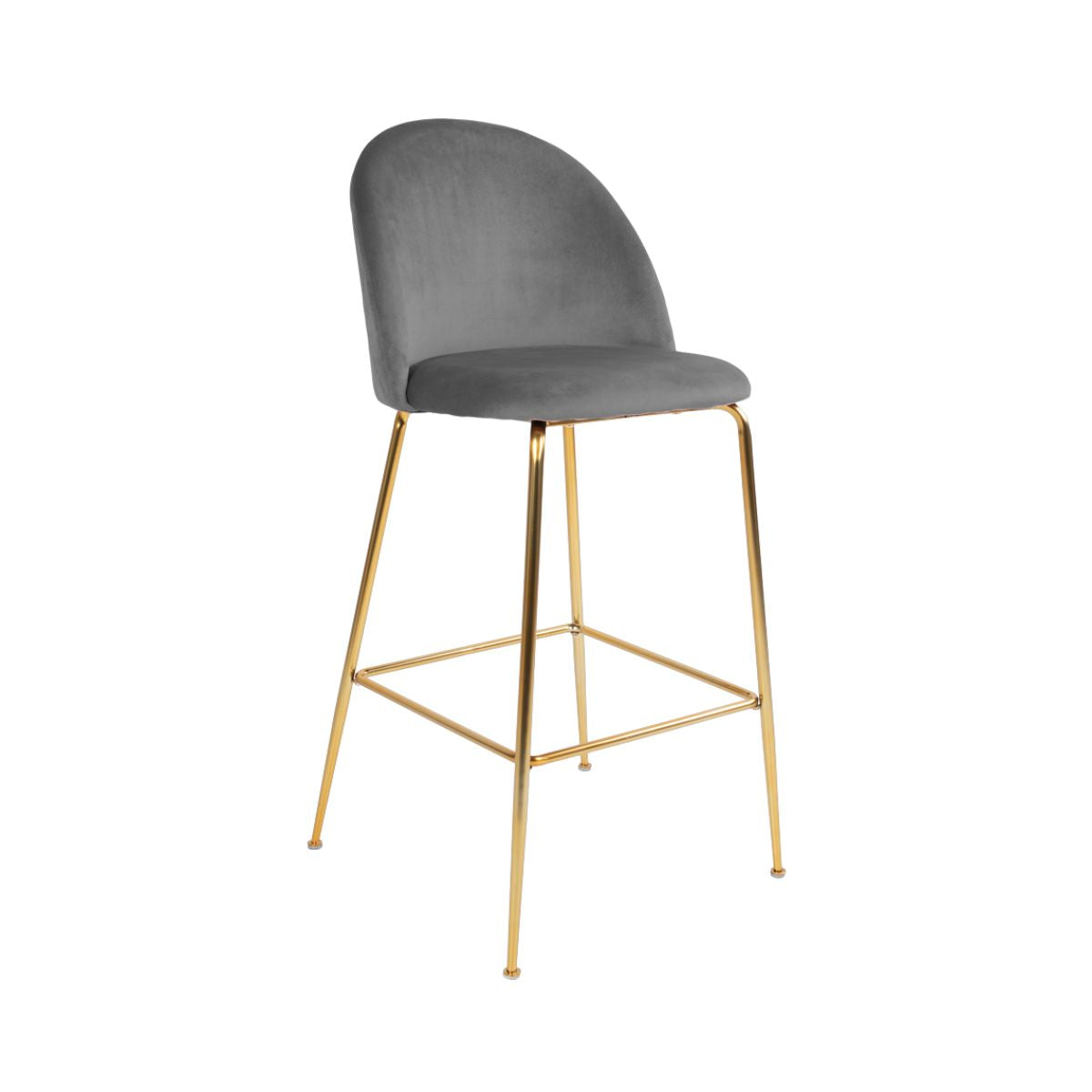 Scaun de bar gri/auriu din catifea poliester si otel Lausanne House Nordic, 1, hectarul.ro