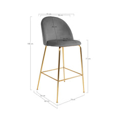 Scaun de bar gri/auriu din catifea poliester si otel Lausanne House Nordic