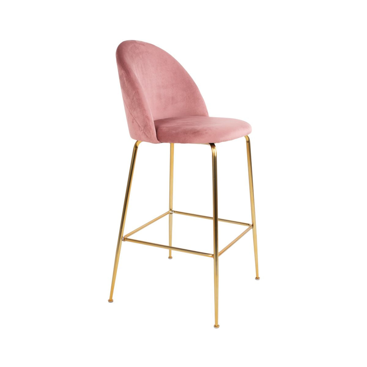 Scaun de bar roz pal/auriu din catifea poliester si otel Lausanne House Nordic