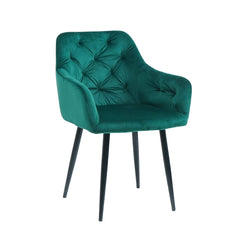 Scaun tip fotoliu living/ dining, verde, tapiserie catifea, cadru metalic, fix, 62x58x82, Velvet Old
