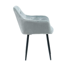 Pachet 3+1 Scaun tip fotoliu living/ dining, gri, tapiserie catifea, cadru metalic, fix, Velvet Old