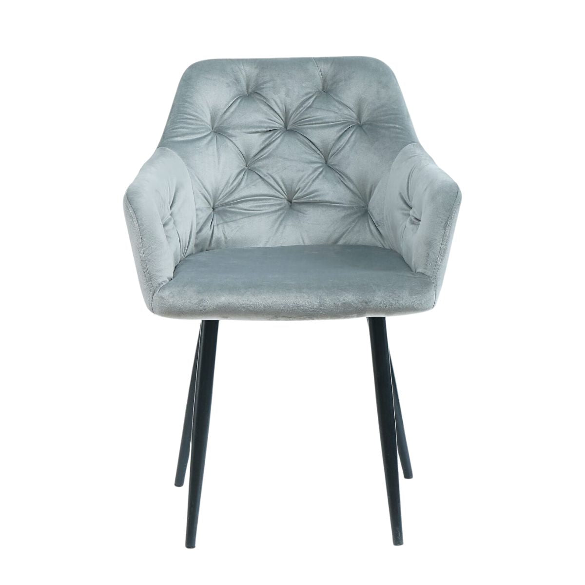 Pachet 3+1 Scaun tip fotoliu living/ dining, gri, tapiserie catifea, cadru metalic, fix, Velvet Old