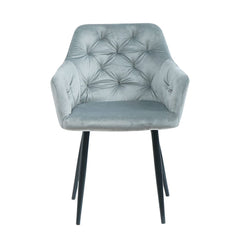 Pachet 3+1 Scaun tip fotoliu living/ dining, gri, tapiserie catifea, cadru metalic, fix, Velvet Old