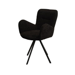 Scaun de dining rotativ, gri, din material textil si cadru metalic Papilio