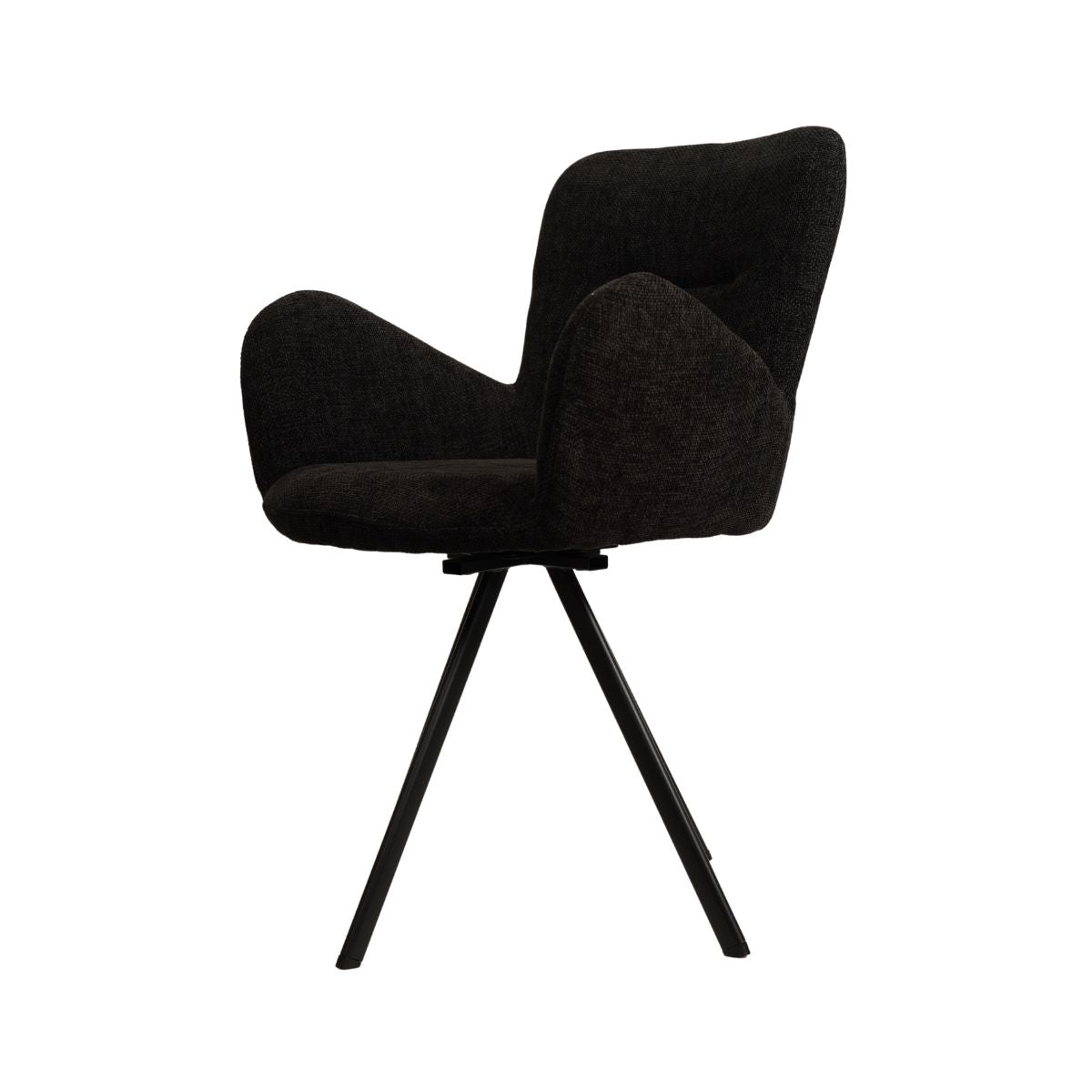 Scaun de dining rotativ, gri, din material textil si cadru metalic Papilio