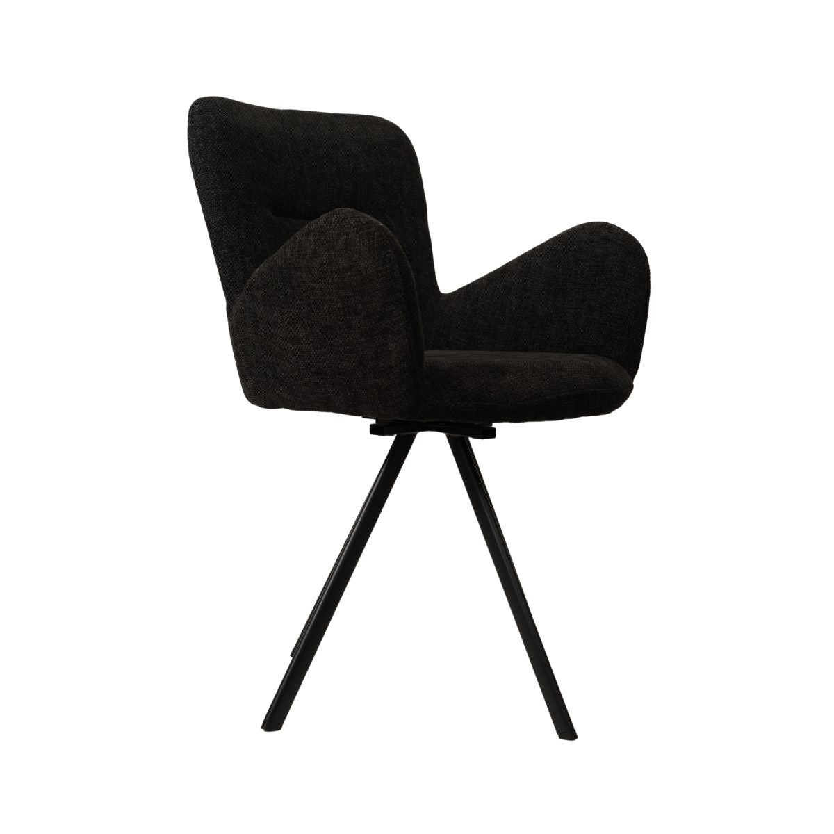 Scaun de dining rotativ, gri, din material textil si cadru metalic Papilio