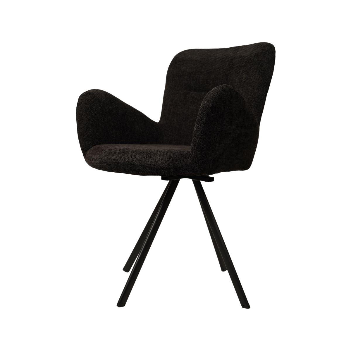 Scaun de dining rotativ, gri, din material textil si cadru metalic Papilio