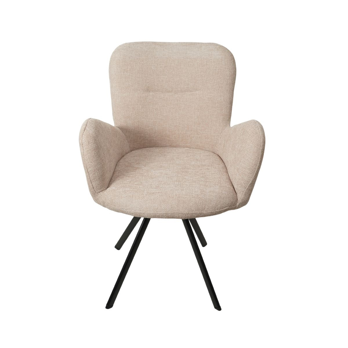 Scaun de dining rotativ, taupe, din material textil si cadru metalic Papilio