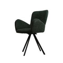 Scaun de dining rotativ, verde, din material textil si cadru metalic Papilio