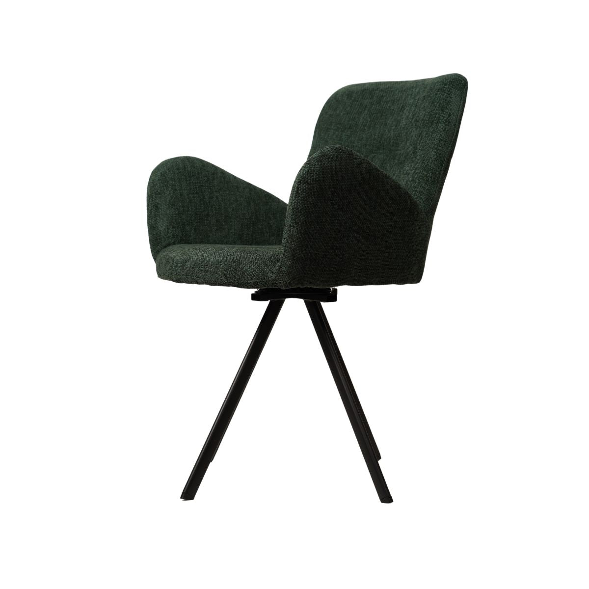 Scaun de dining rotativ, verde, din material textil si cadru metalic Papilio