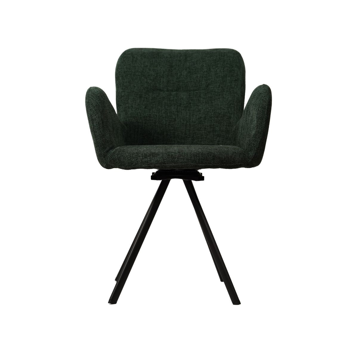 Scaun de dining rotativ, verde, din material textil si cadru metalic Papilio