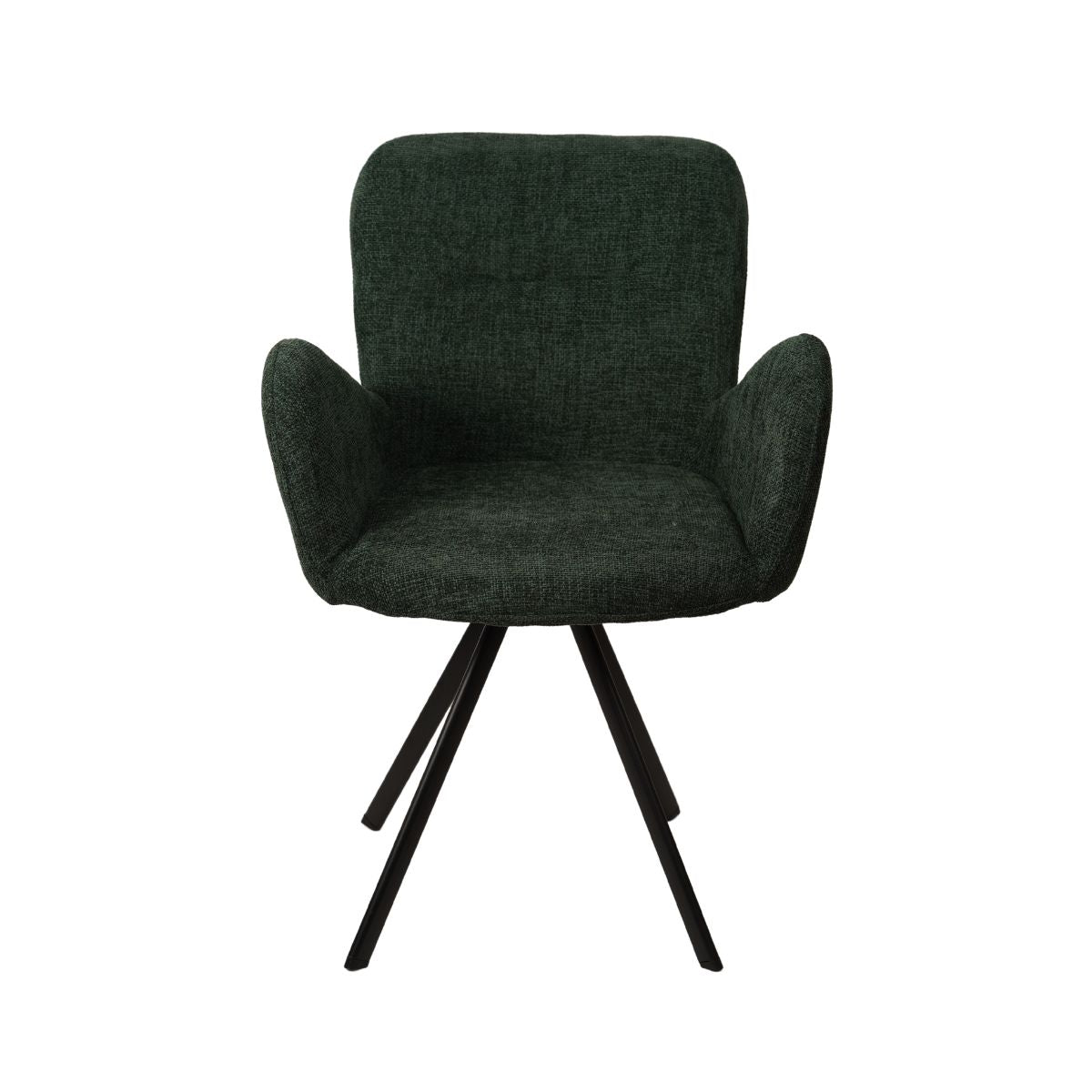 Scaun de dining rotativ, verde, din material textil si cadru metalic Papilio