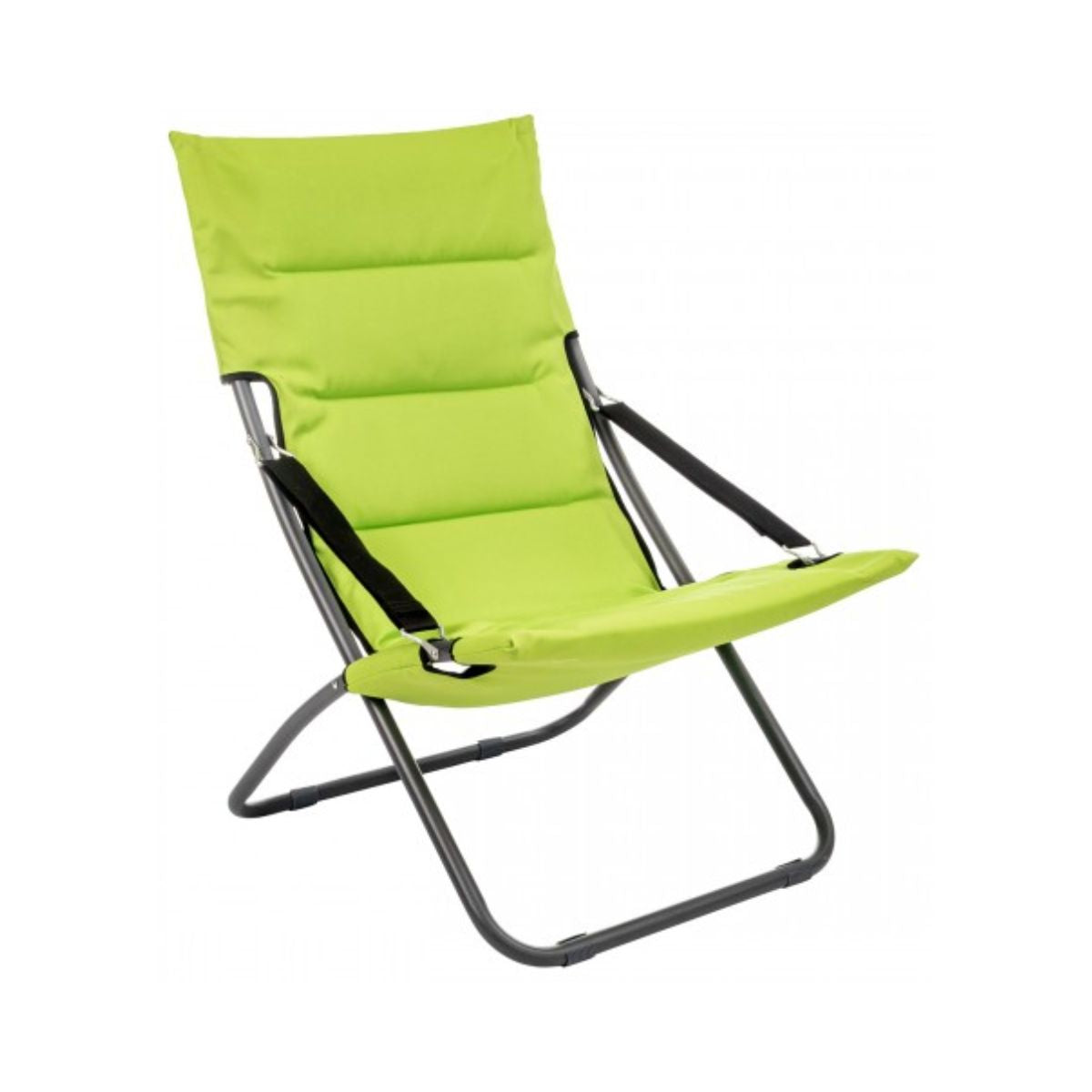 Scaun de terasa/gradina tip sezlong, verde lime, din otel si poliester