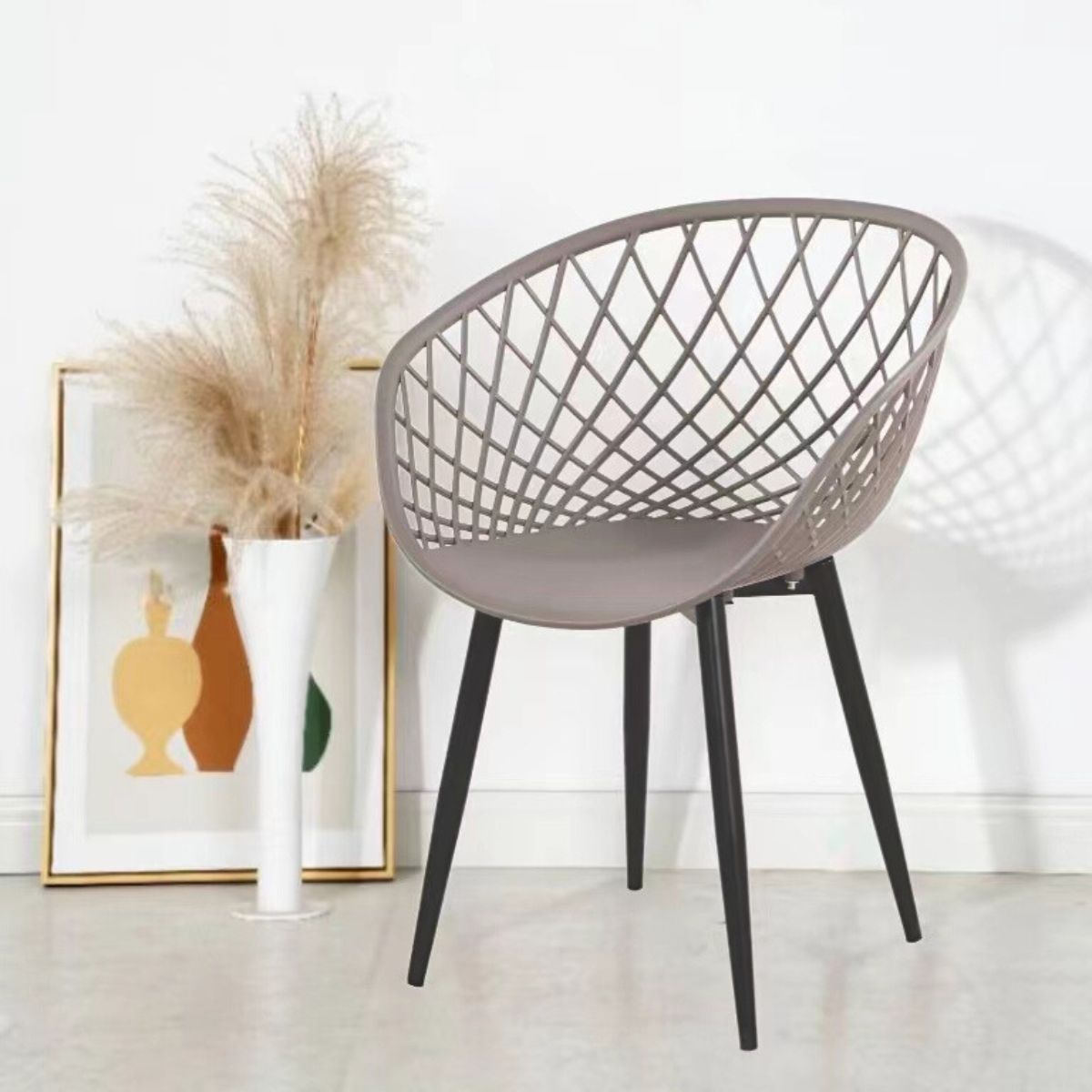 Scaun de living gri din polipropilena si metal Optimus