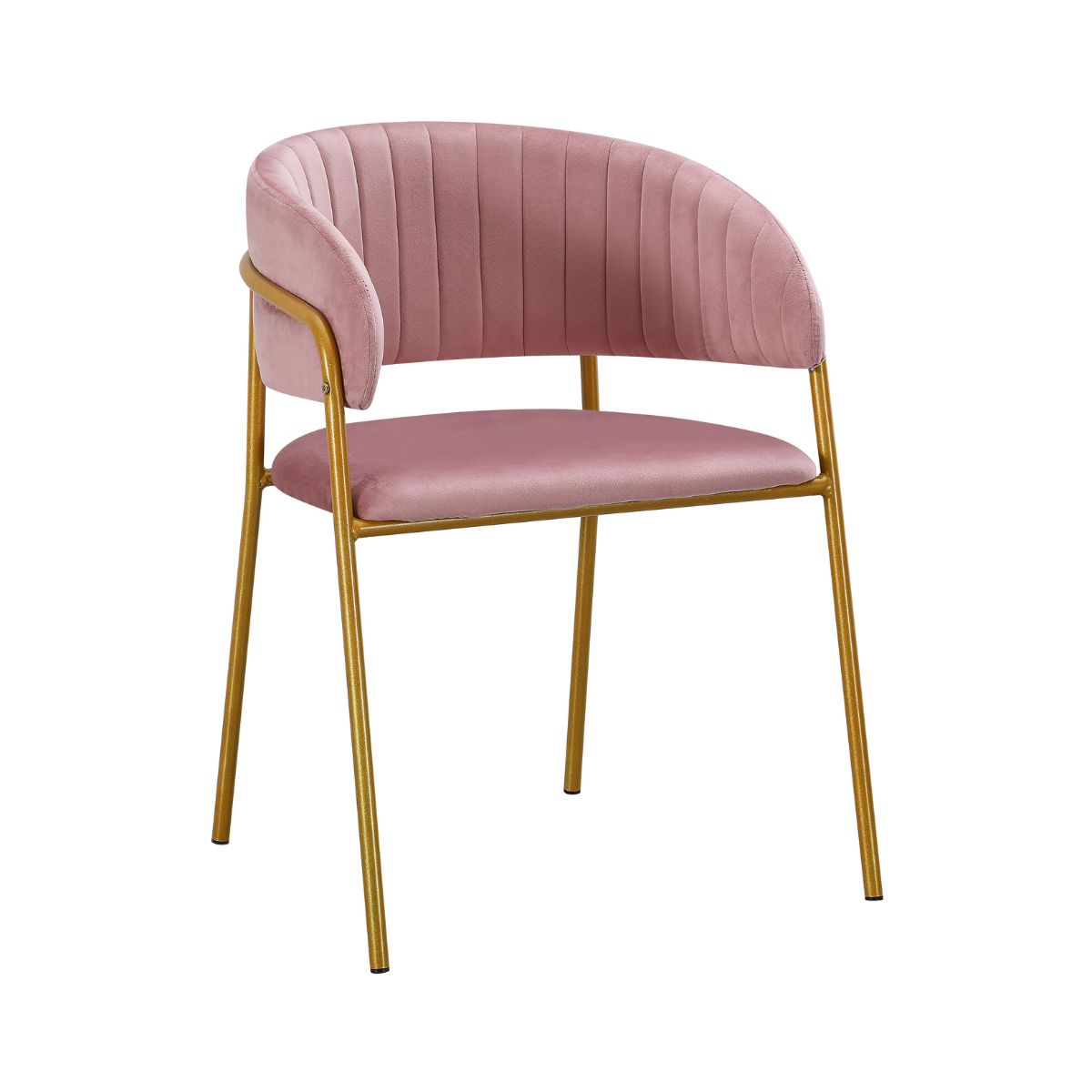Scaun de living roz pal din catifea poliester si metal Golden Gala, 1, hectarul.ro