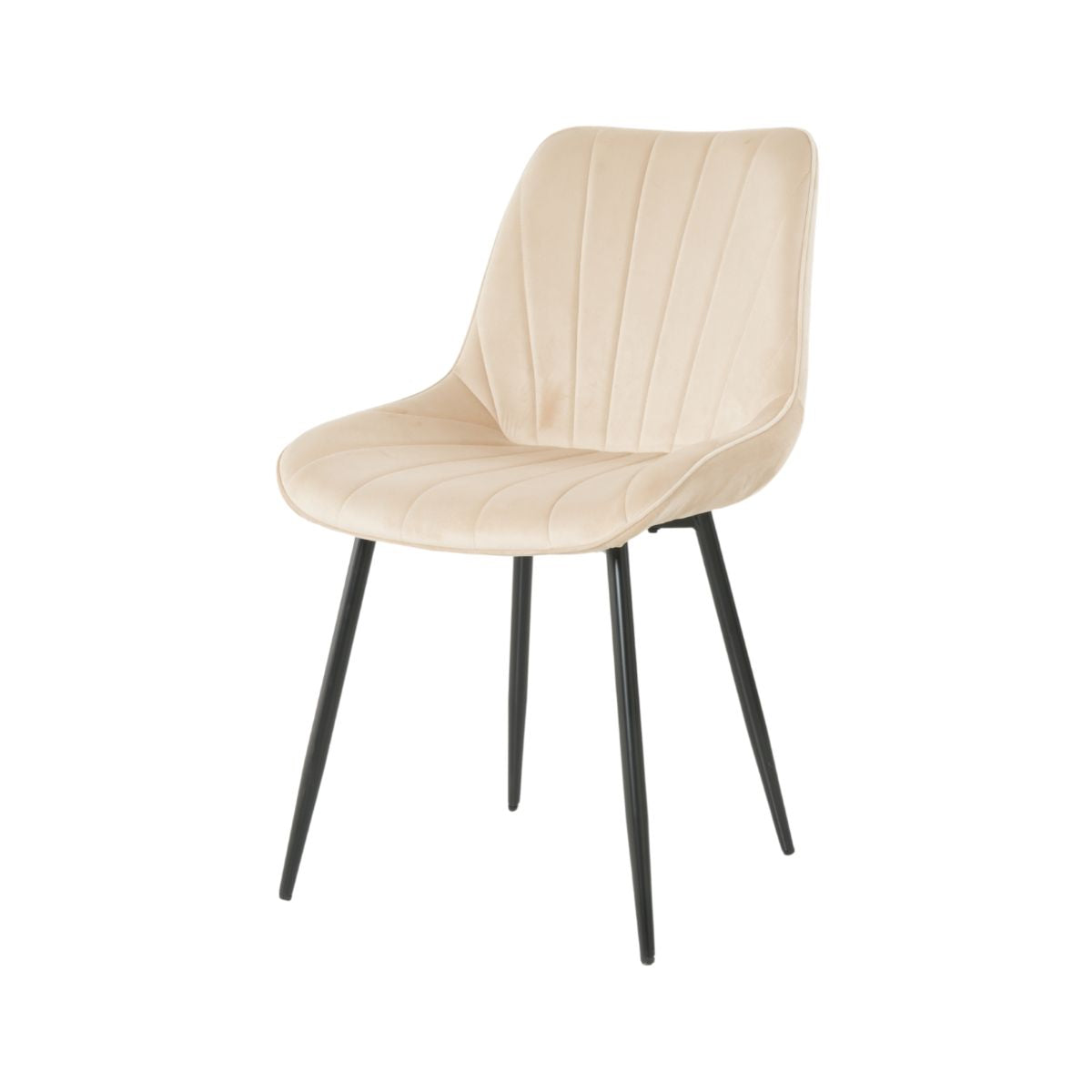 Scaun dining bej cu cadru metalic fix si sezut textil, 60x60x80 cm, Lisse A866 HARO, 1, hectarul.ro