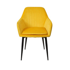 Scaun dining, galben , tapiserie catifea si cadru metalic, fix, 60x84x61 cm