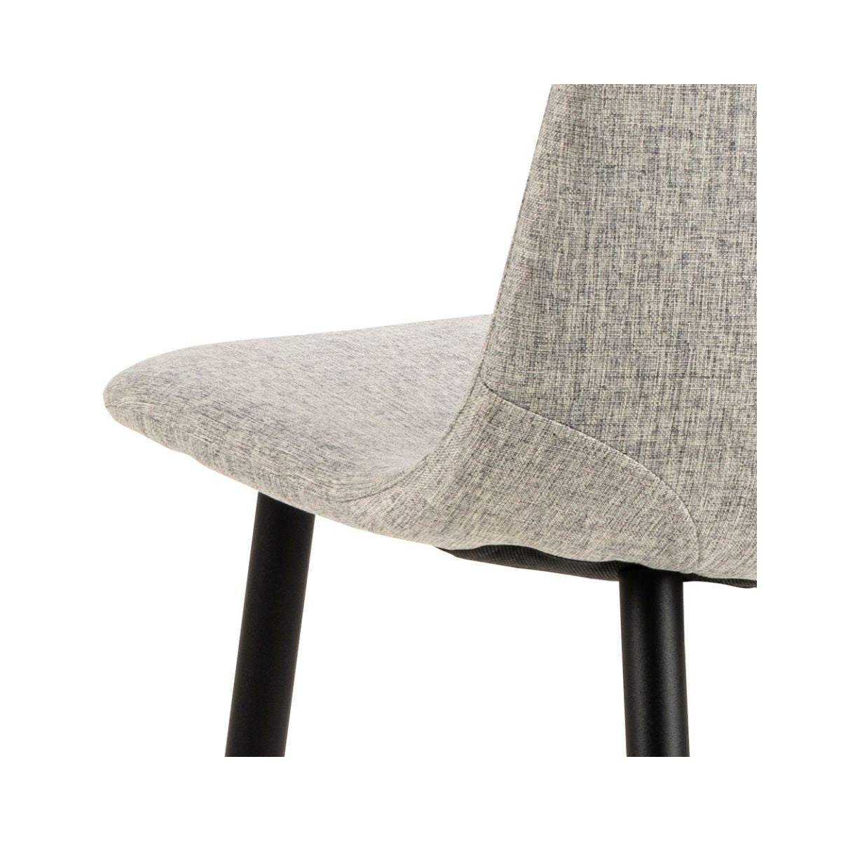 Scaun dining gri deschis din textil si metal Celia Actona