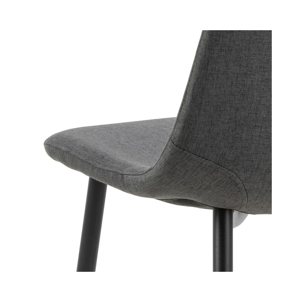 Scaun dining gri inchis din textil si metal Celia Actona