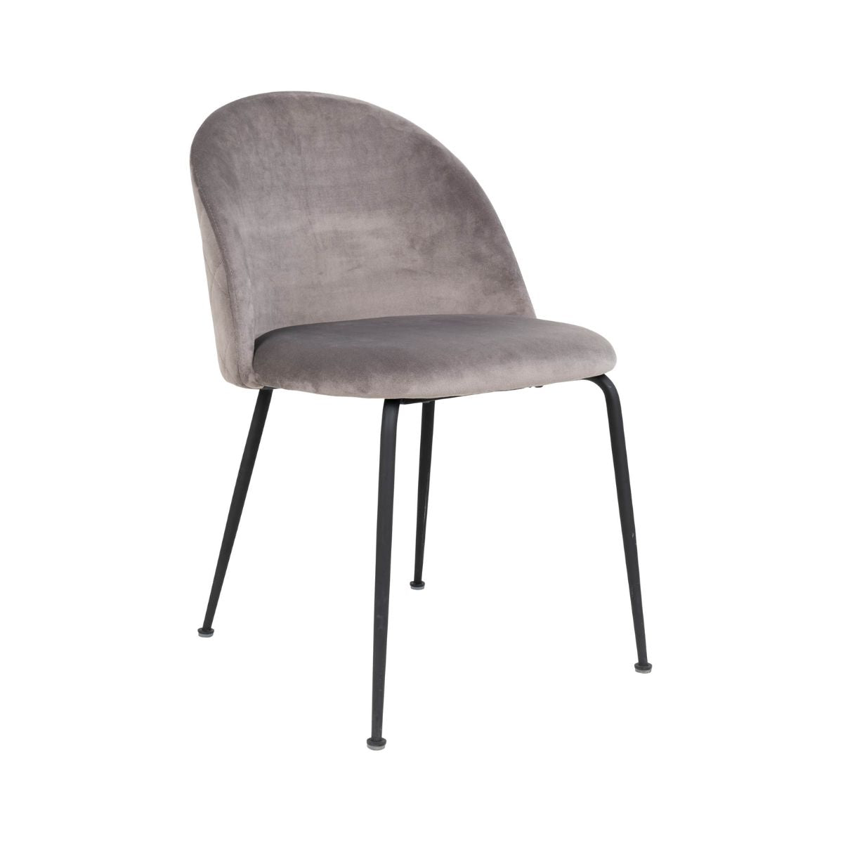 Scaun dining gri/negru din catifea poliester si otel Geneve House Nordic, 1, hectarul.ro