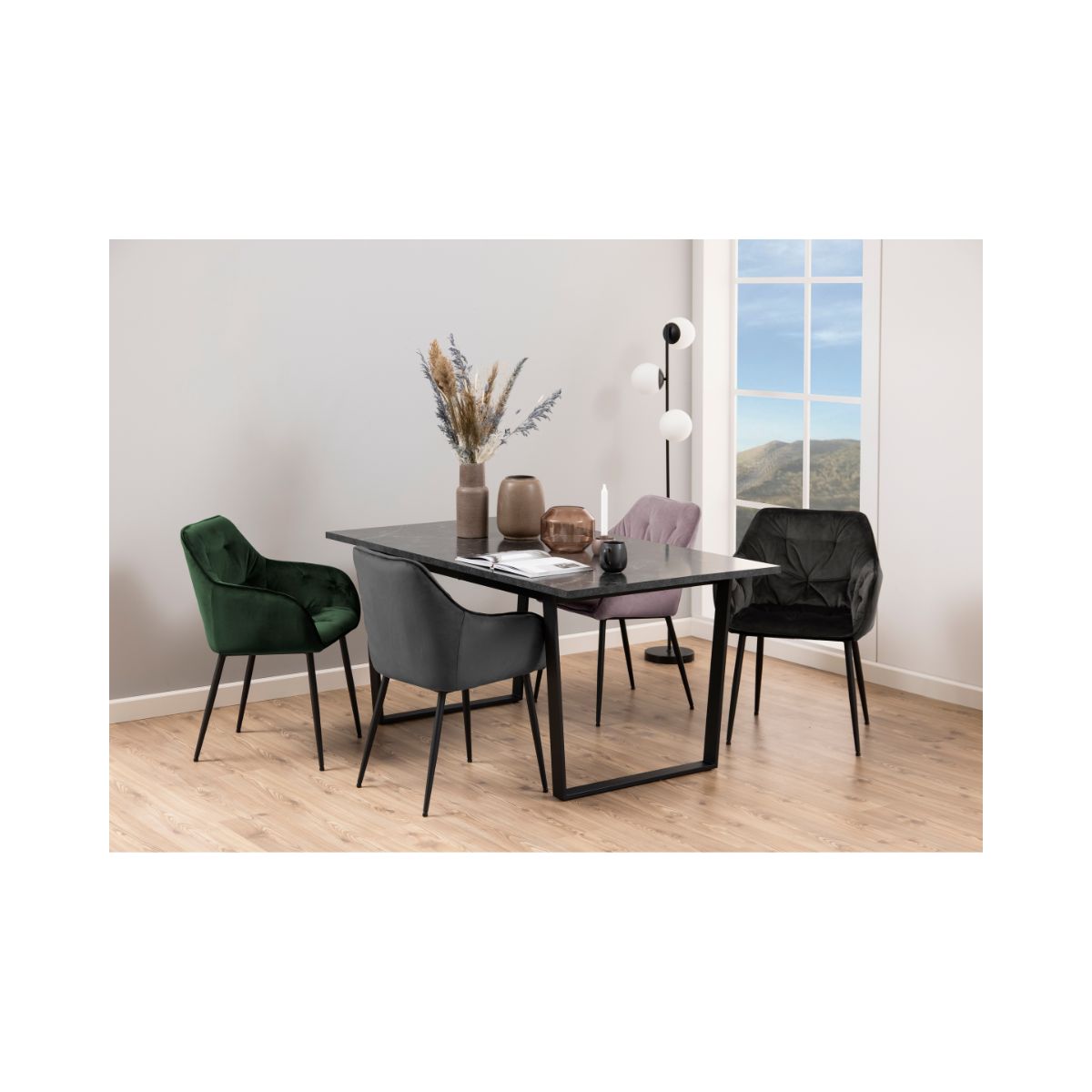 Scaun dining roz pal textil Brooke Actona