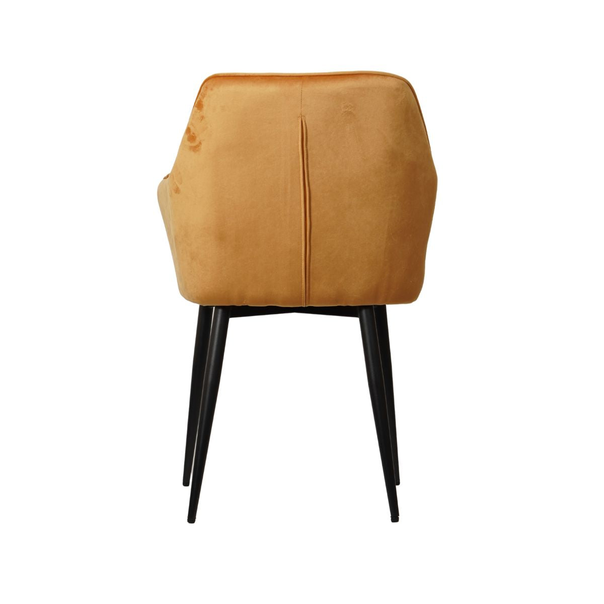 Scaun tip fotoliu, living/ dining, ocru, tapiserie catifea si cadru metalic, fix, 62x58x82 cm