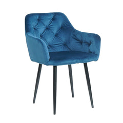 Pachet 3+1 Scaun tip fotoliu living/ dining albastru, tapiserie catifea, cadru metalic, fix, Velvet Old