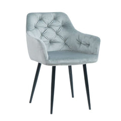 Pachet 3+1 Scaun tip fotoliu living/ dining, gri, tapiserie catifea, cadru metalic, fix, Velvet Old
