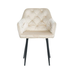 Scaun tip fotoliu living/dining, bej, tapiserie catifea, cadru metalic, fix, 62x58x82, Velvet