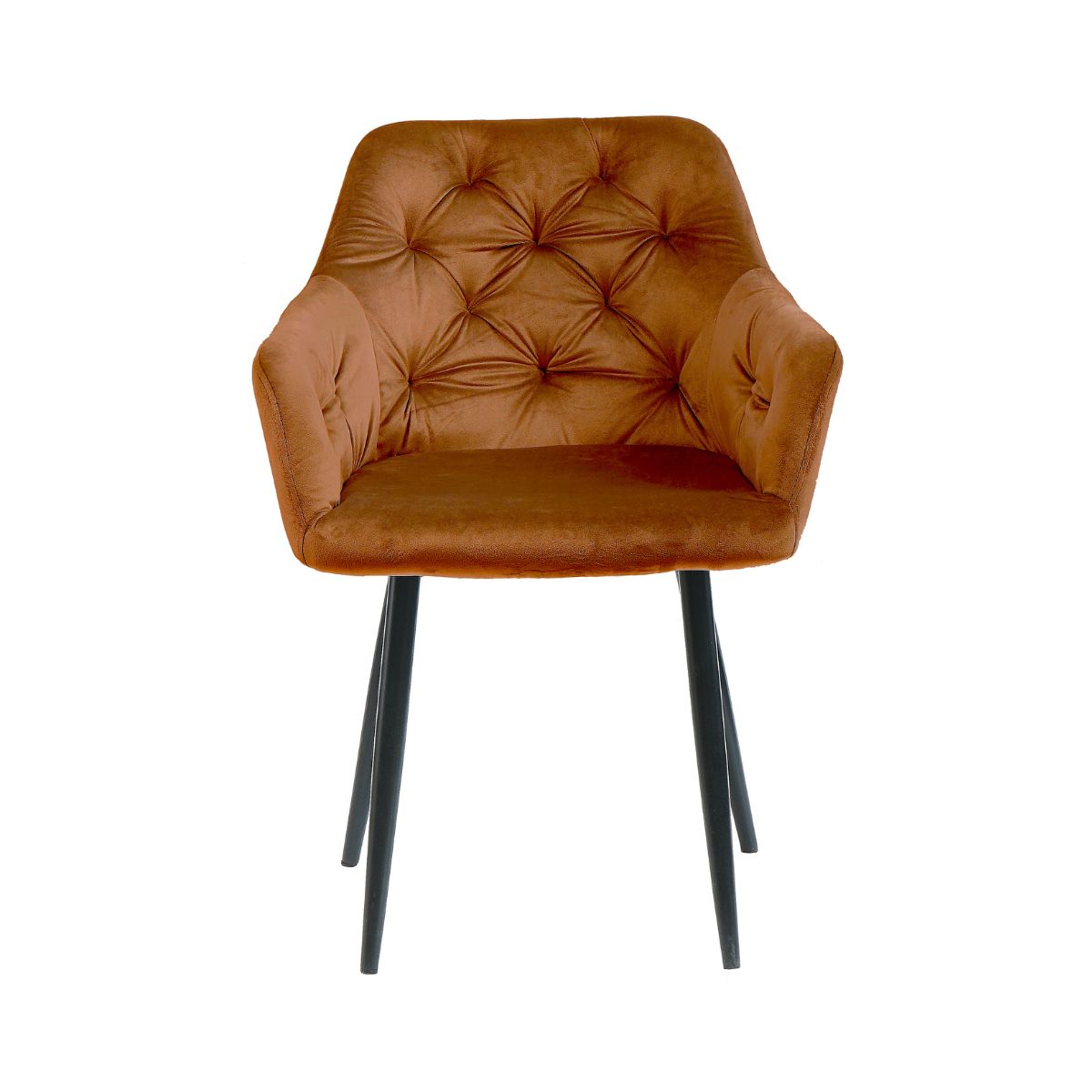 Scaun tip fotoliu living/dining, caramiziu, tapiserie catifea, cadru metalic, fix, 62x58x82, Velvet