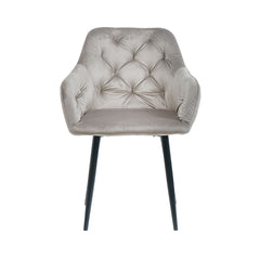 Scaun tip fotoliu living/dining, gri, tapiserie catifea, cadru metalic, fix, 62x58x82, Velvet