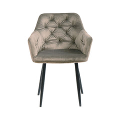 Scaun tip fotoliu living/dining, light mocca, tapiserie catifea, cadru metalic, fix, 62x58x82 Velvet