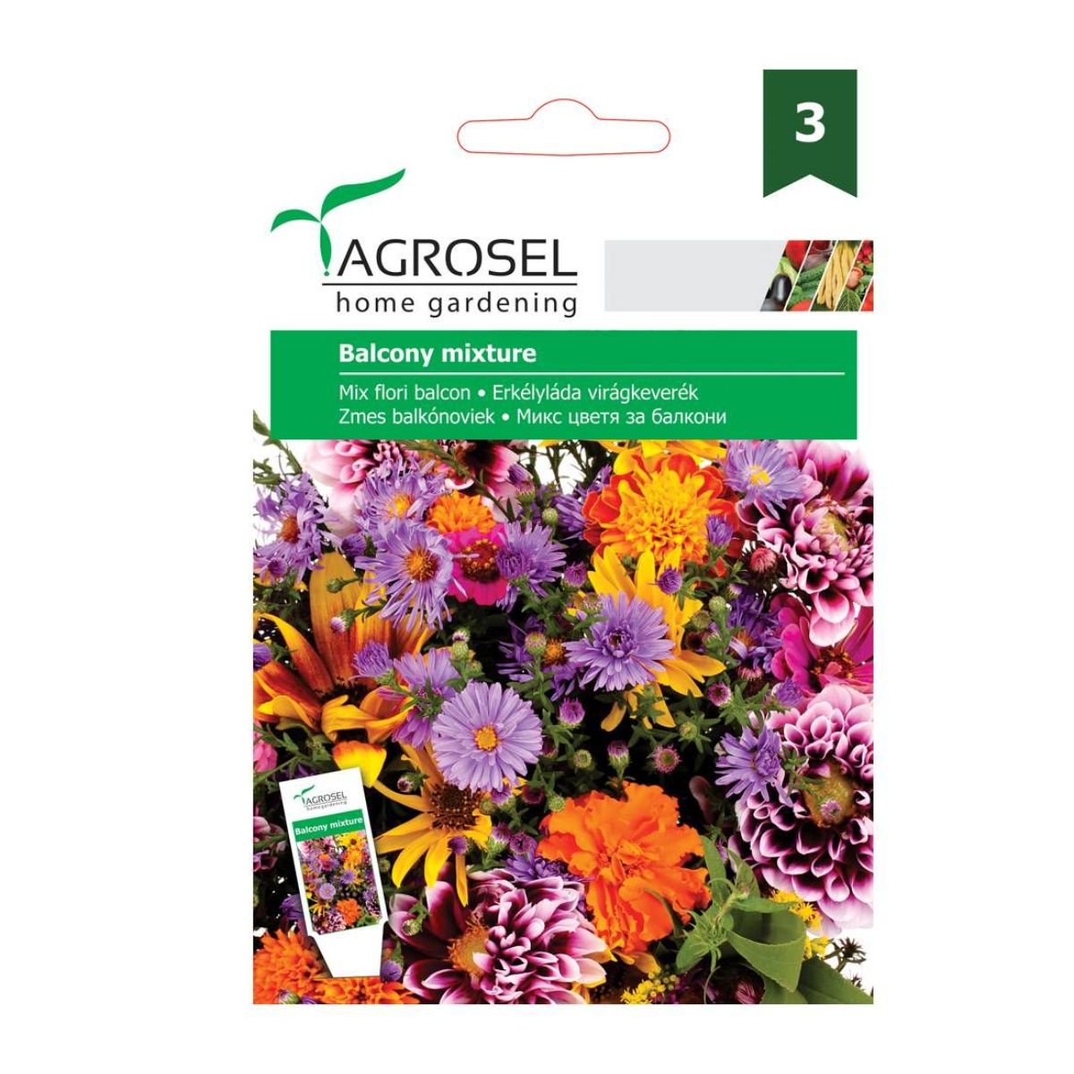 Seminte mix flori de balcon, 4 grame, AGROSEL, 1, hectarul.ro