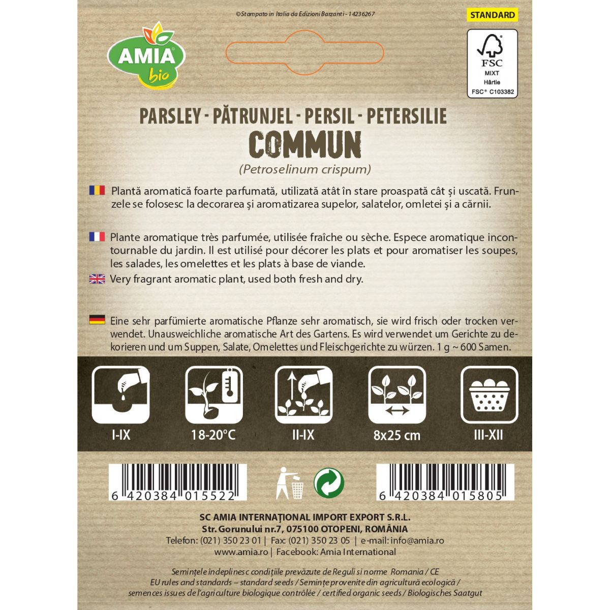 Seminte Patrunjel Comun BIO AMIA 2gr