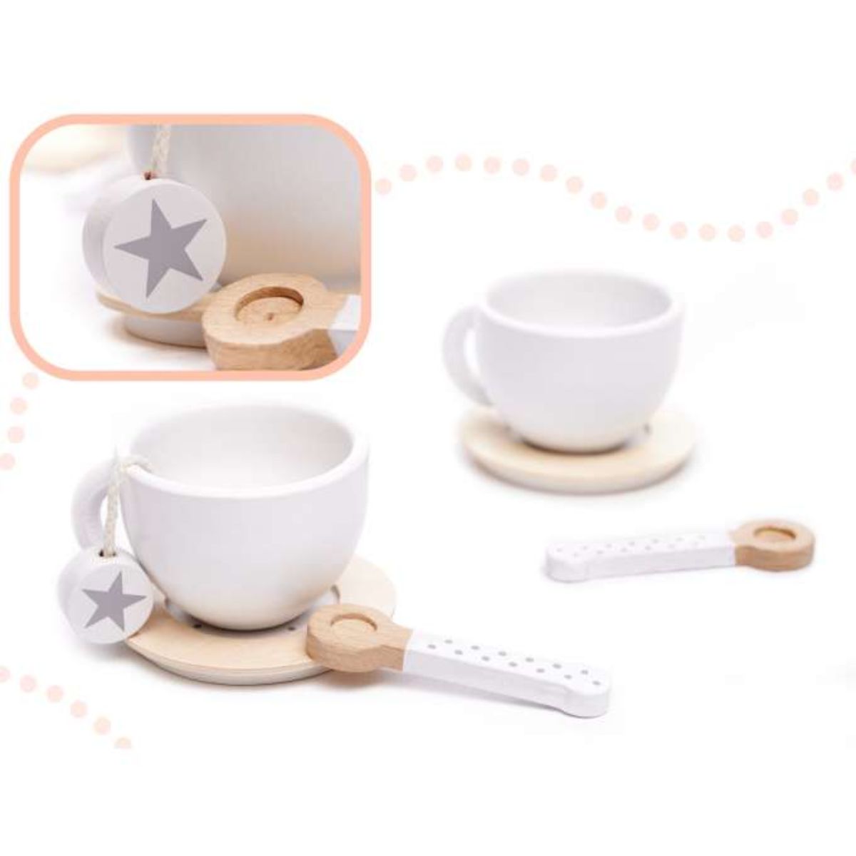 Serviciu de cafea pt copii din lemn, pt 2 persoane