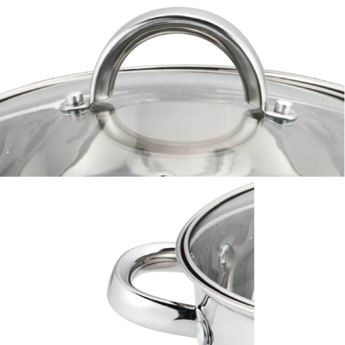 Set 12 piese , 6 vase din inox, compatibile cu plita cu inductie, cu capace din sticla, Grunberg GR2441