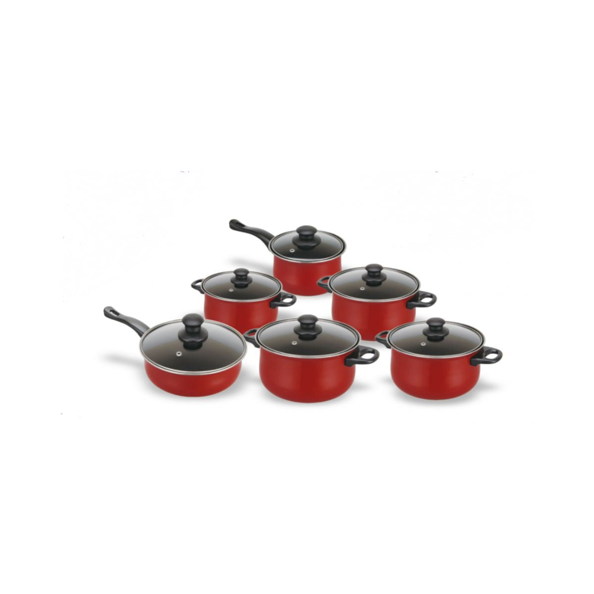 Set 12 piese, 6 vase din otel carbon si 6 capace din sticla , Grunberg GR2942, 1, hectarul.ro