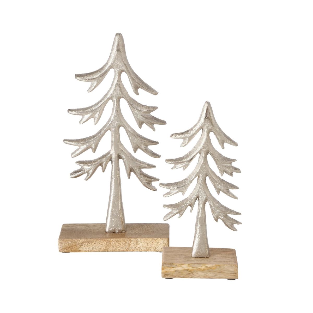 Set 2 decoratiuni argintii din metal si lemn 22 / 28 cm Baumelo Boltze, 1, hectarul.ro