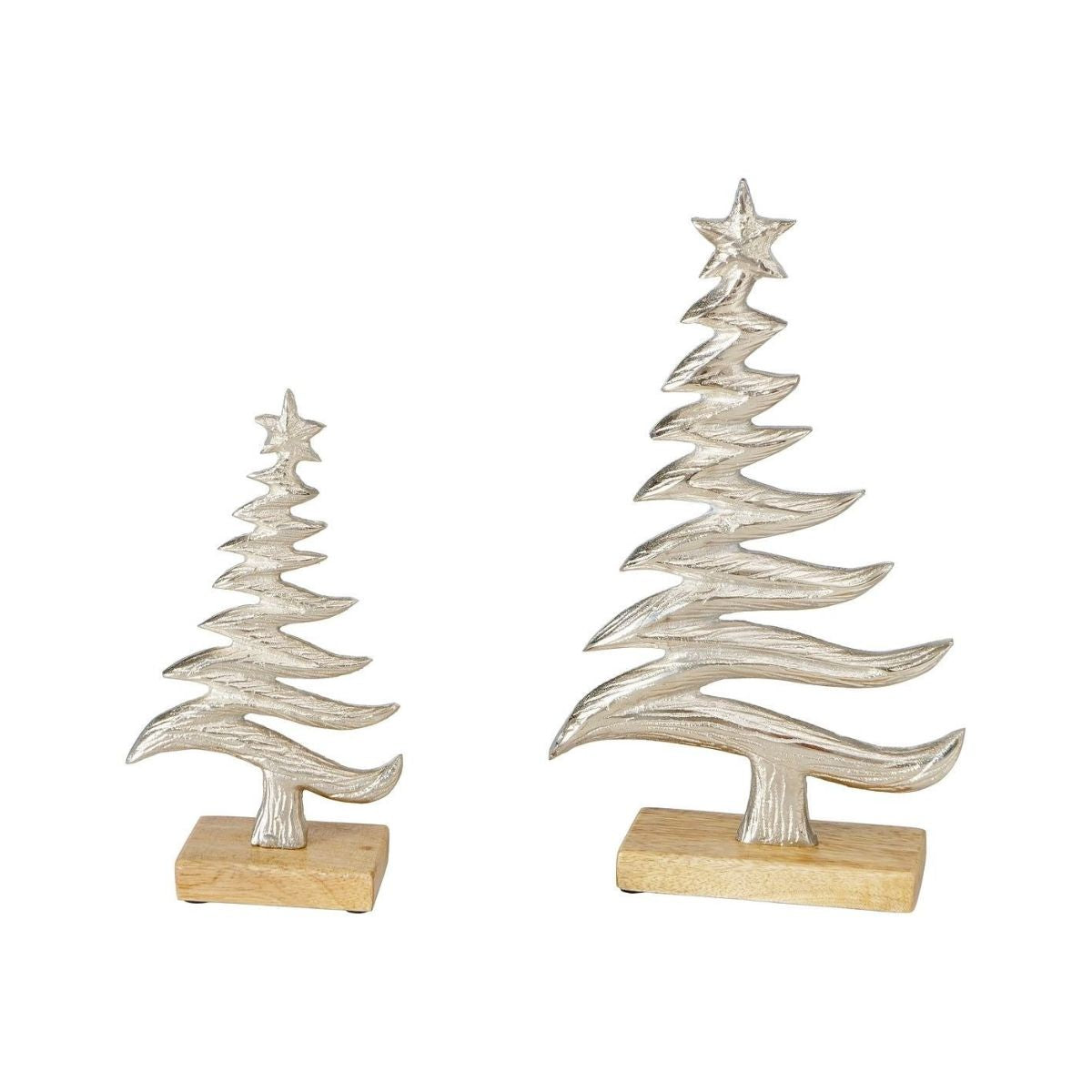 Set 2 decoratiuni argintii din metal si lemn 27 / 16 cm Wipflo Boltze